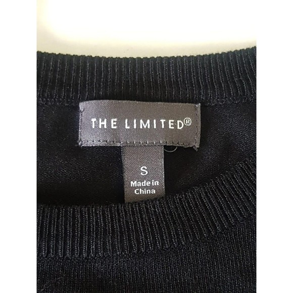 The Limited Womens Sweater Size Small Black Puff Sleeve Slim Stretch Ribbed - Picture 7 of 12